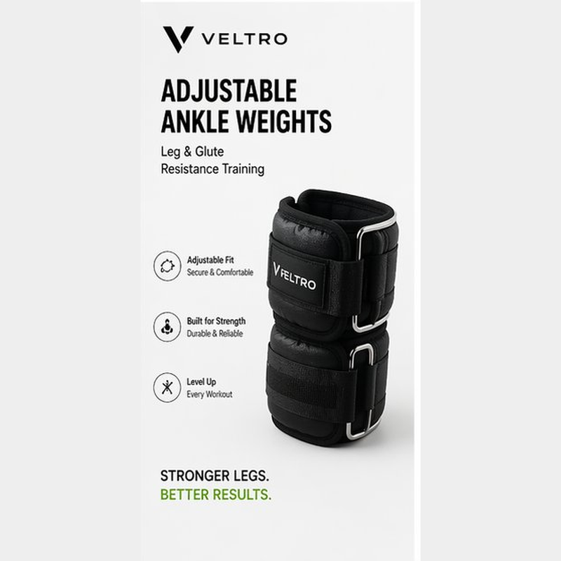 Veltro Adjustable Ankle Weights for leg and glute resistance training